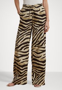 Lauren Ralph Lauren Zebra Print Linen Wide Leg Pant - Housut - cream/brown