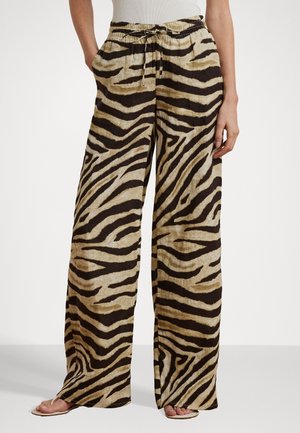 Lauren Ralph Lauren Zebra Print Linen Wide Leg Pant - Trousers - cream/brown