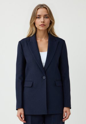 LONG-SLEEVE DOUBLE-BREASTED WITH STRIPED PATTERN - Blazer - dark blue