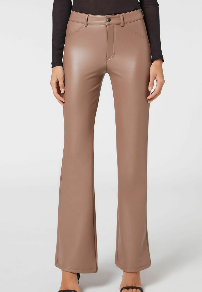Calzedonia THERMO FLARE Lederhose hautfarben turtle dove/camel