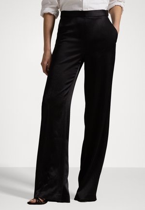 SATIN-BACK-CREPE WIDE-LEG PANT - Broek - black