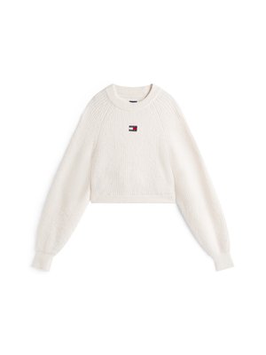 Tommy Jeans CROP BADGE - Jersey de punto - ancient white