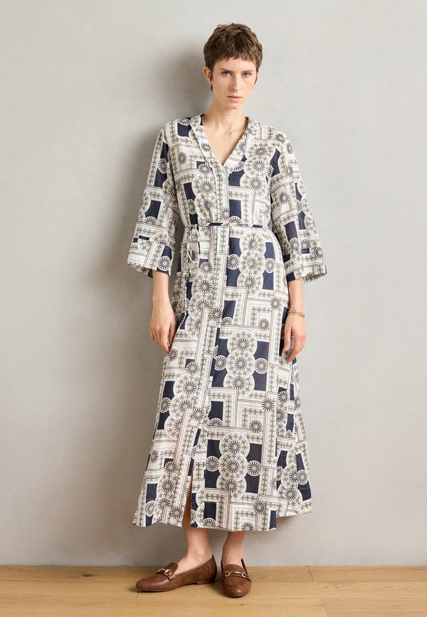 DRESS V NECK LONG SLEEVE PRINT - Maxi dress