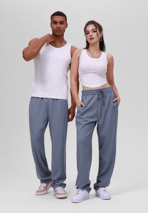 UNISEX - Trousers - grey/white