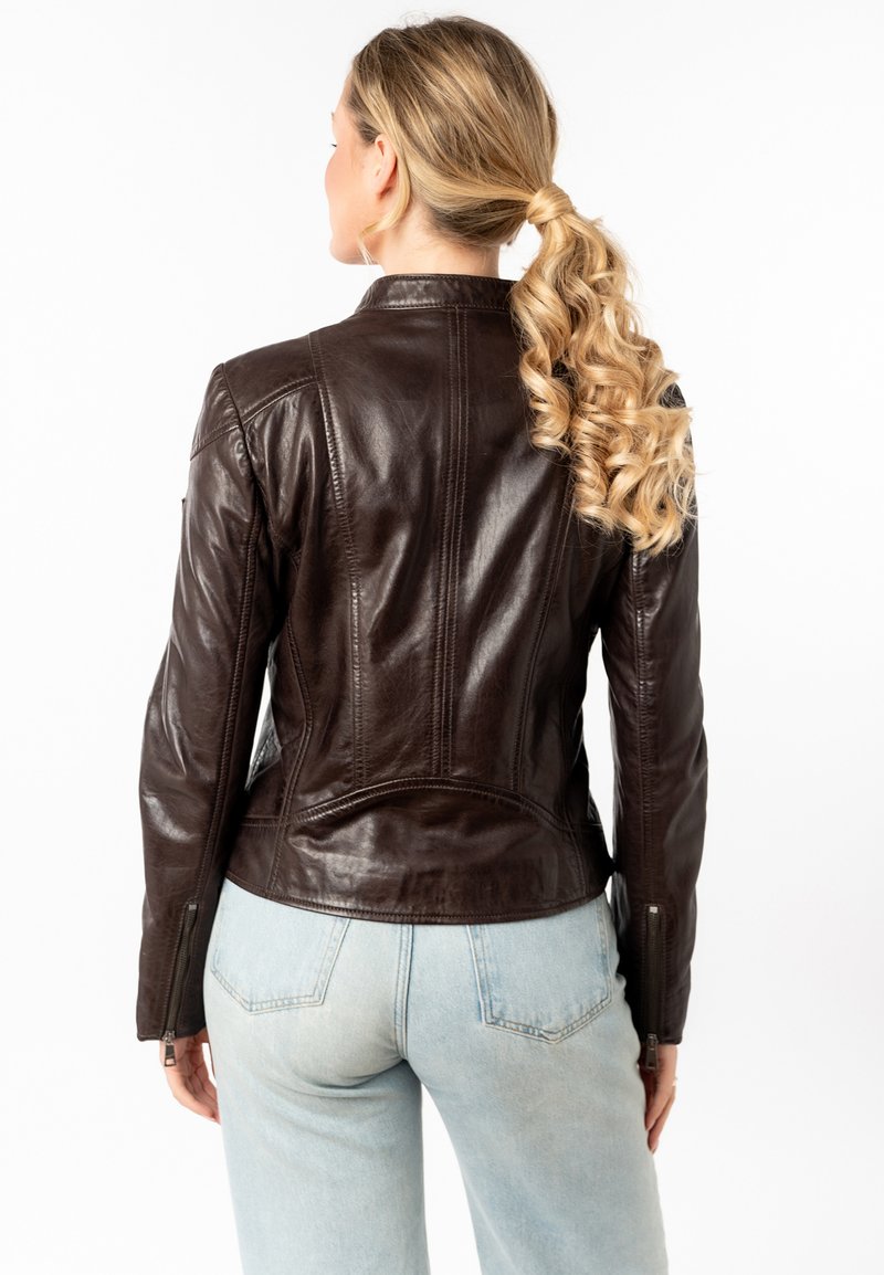 Veste Ajustée En Cuir Marron Taille 10 - Très Bon état Occasion - Sans Marque