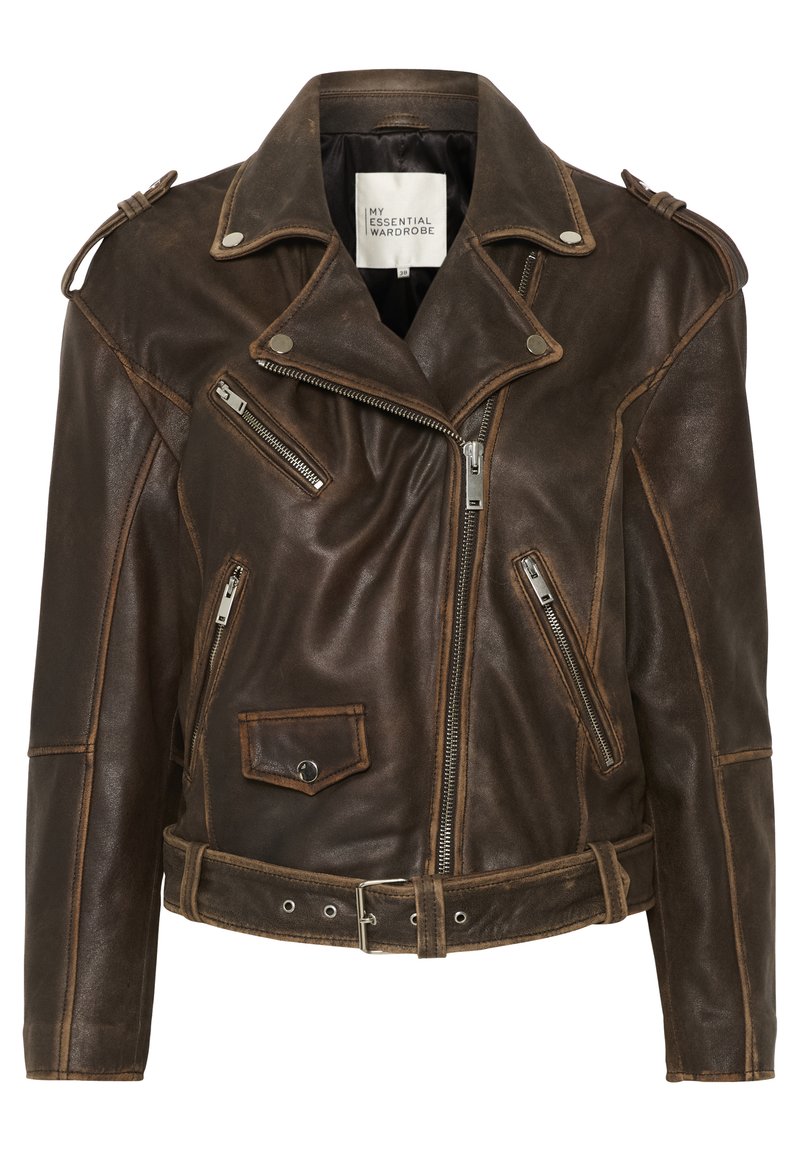 My Essential Wardrobe MWGILO - Lederjacke - brown retro wash/braun  
