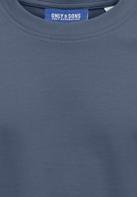 Mørkegrå bomulds sweatshirt med rund hals. Har flade sømme og en blå etikette med teksten "ONLY & SONS NEXT GENERATION."