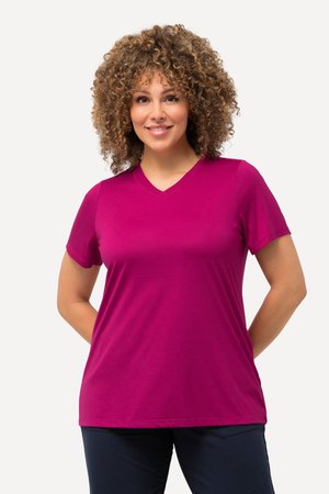 Ulla Popken, FUNKTIONS ANTIBAKTERIELL V-AUSSCHNITT HALBARM - T-Shirt basic - pink