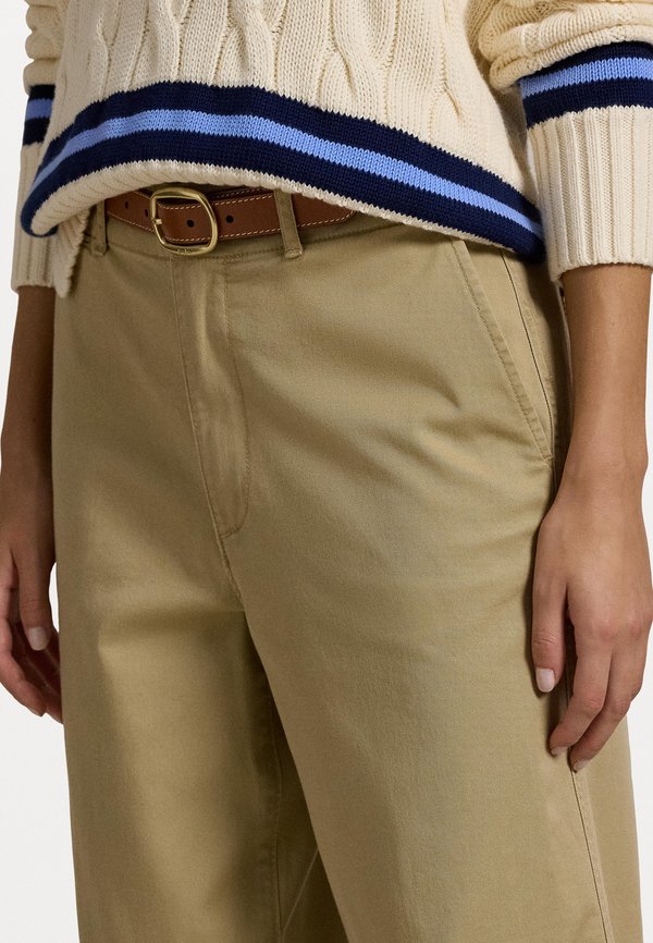 TWILL WIDE LEG CROPPED PANT - Trousers - khaki2