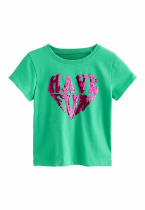 SHORT SLEEVE SEQUIN - REGULAR FIT - T-shirts print - green have fun slogan