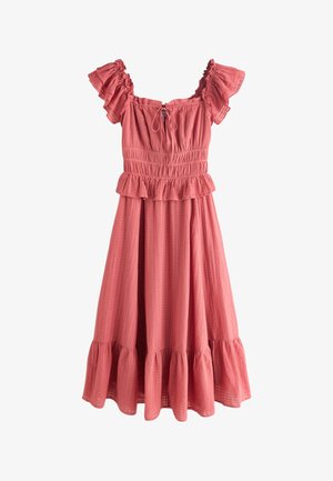 Next, REGULAR FIT - FLUTTER SLEEVE SQUARE NECK DRESS . - Freizeitkleid - rose pink