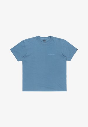 Lichtblauw T-shirt met korte mouwen, gemaakt van katoen, met een ronde hals en een subtiele logoafdruk op de borst in een bijpassende kleur.