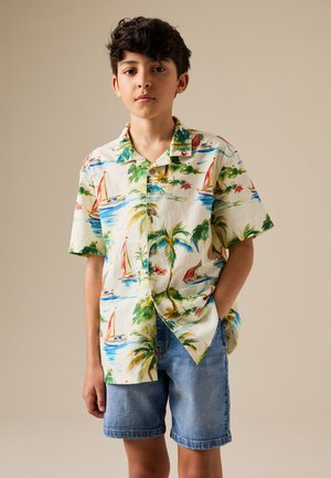 Next, REGULAR FIT - SHORT SLEEVE REVERE COLLAR SHIRT  . - Camicia - ecru boat all over print