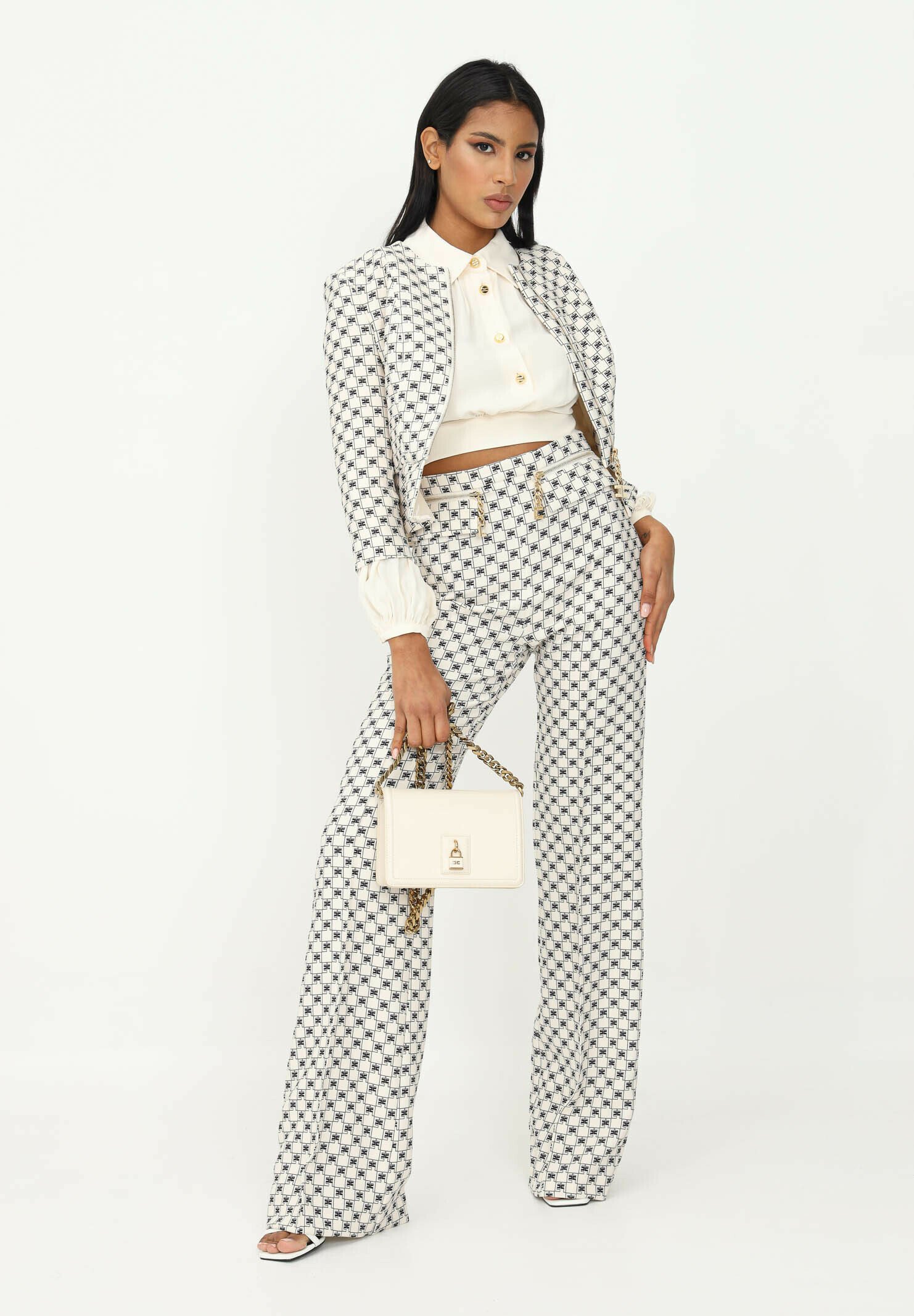 Elisabetta Franchi Pantaloni - burro nero/sabbia - Zalando.it