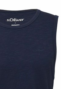 Dark navy sleeveless shirt made of soft fabric, featuring a round neckline and a small, embossed "s.Oliver" logo on the front.
