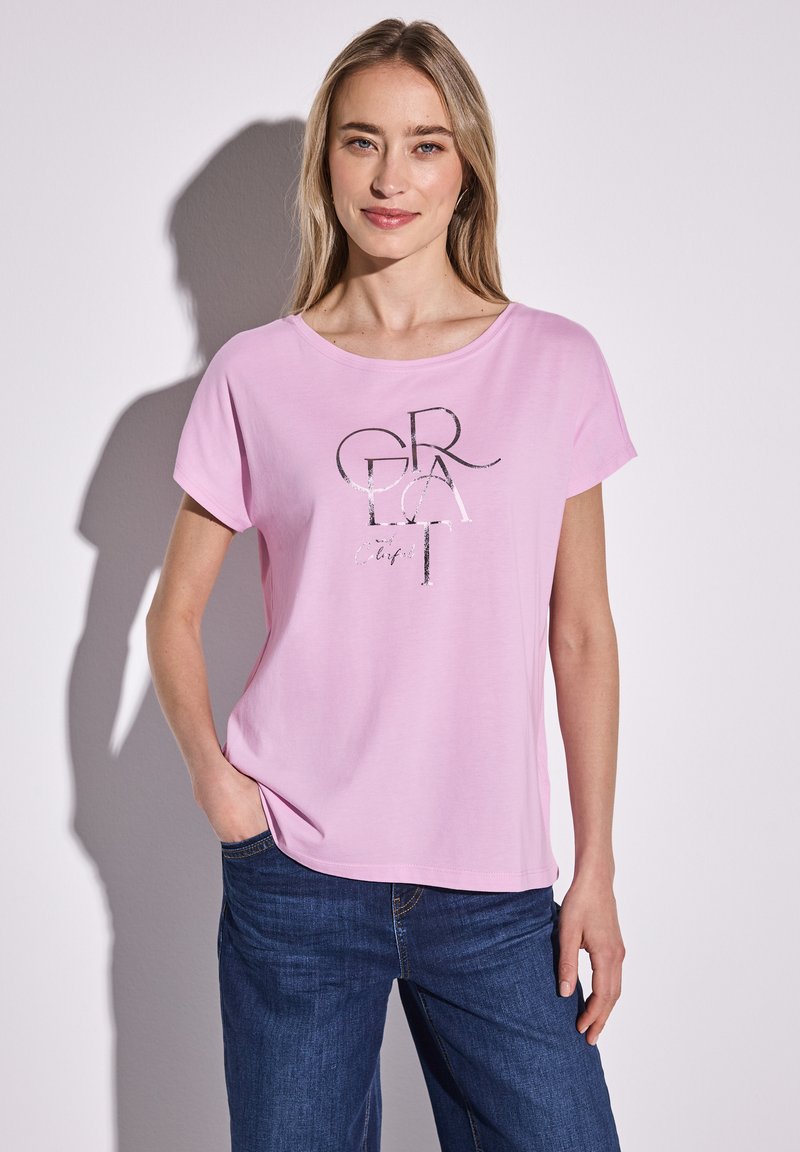 Street One - MIT FOLIEN WORDING - Print T-shirt - rosa, Enlarge