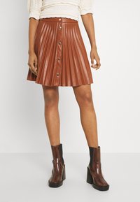 VILA VIAMINA SHORT BUTTON COATED SKIRT - Saia plissada - tortiose shell