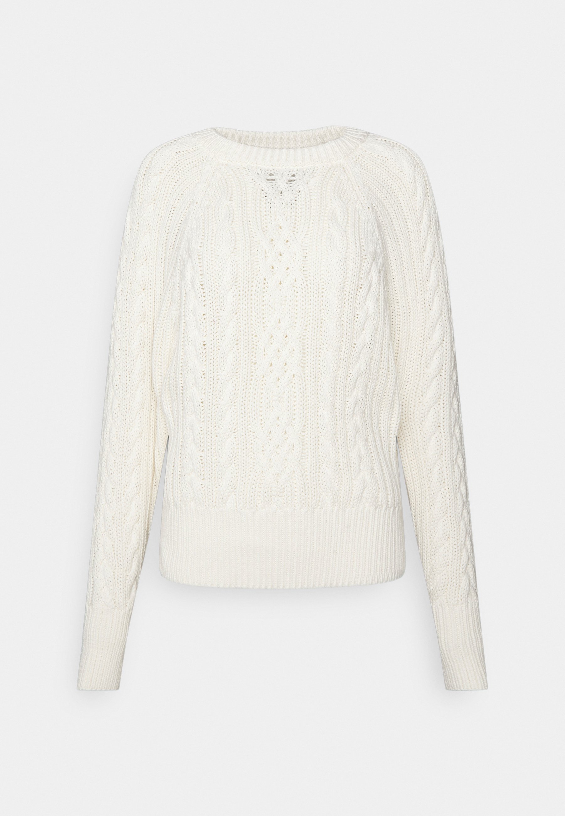 white cable sweater