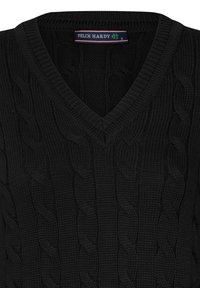 Felix Hardy CABLE V-NECK - Strickpullover - black