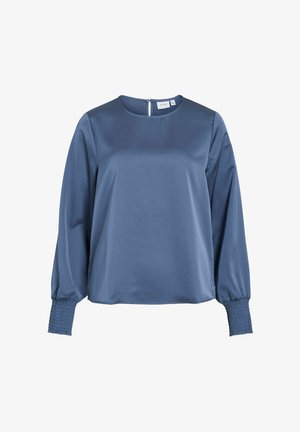 VILA, LONG SLEEVED TOP VIELLETTE ROUND NECK - Bluse - bijou blue