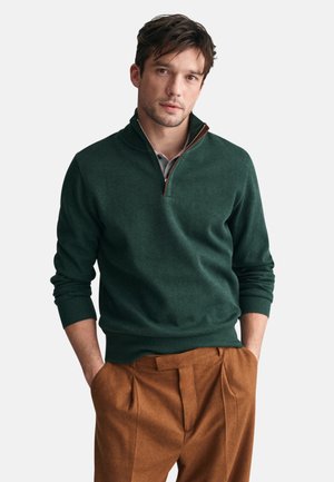 GANT SACKER HALF-ZIP - Jumper - tartan green