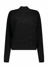 Maglione nero a maniche lunghe con collo alto a coste e dettagli scintillanti di paillettes su tutto il tessuto.