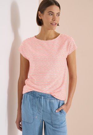 Cecil, T-SHIRT MIT U-BOOT-AUSSCHNITT UND STREIFEN - T-shirt imprimé - coral