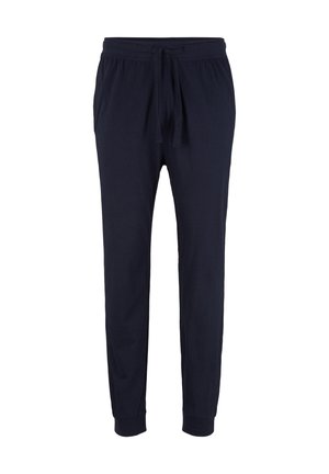 Marineblaue Jogginghose aus weichem Stoff. Mit einem elastischen Bund und einem Kordelzug sowie Bündchen an den Knöcheln für eine enge Passform.