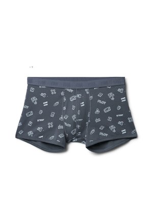 Boxer brevi grigio scuro con una stampa giocosa di icone dei videogiochi. Materiale in cotone morbido, con una comoda vita dotata di logo.