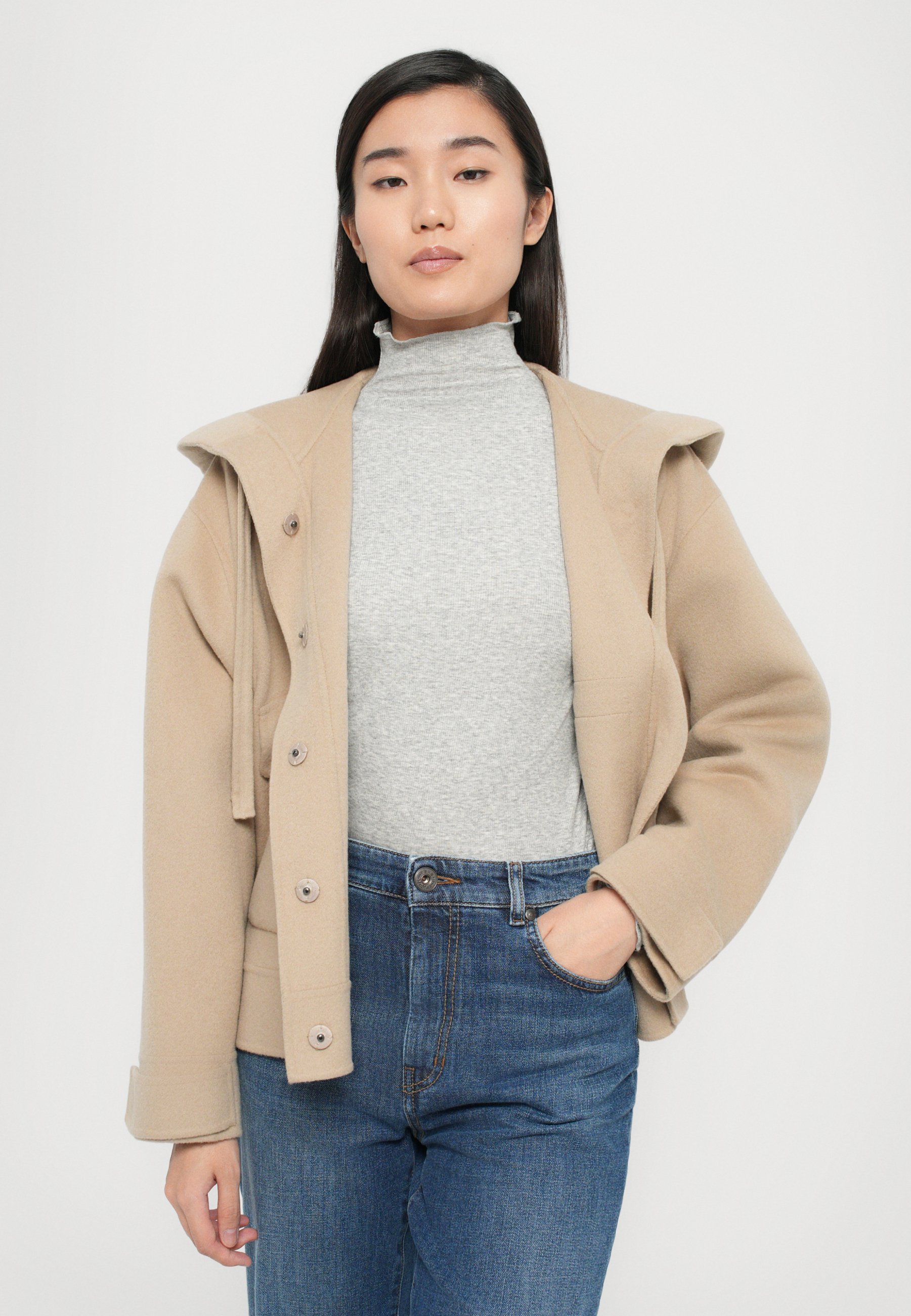 ジャケット Weekend Max Mara GARY - Hooded jacket in wool Hooded wool jacket, powder | 