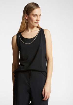 CON CATENA IN STRASS - Top - nero