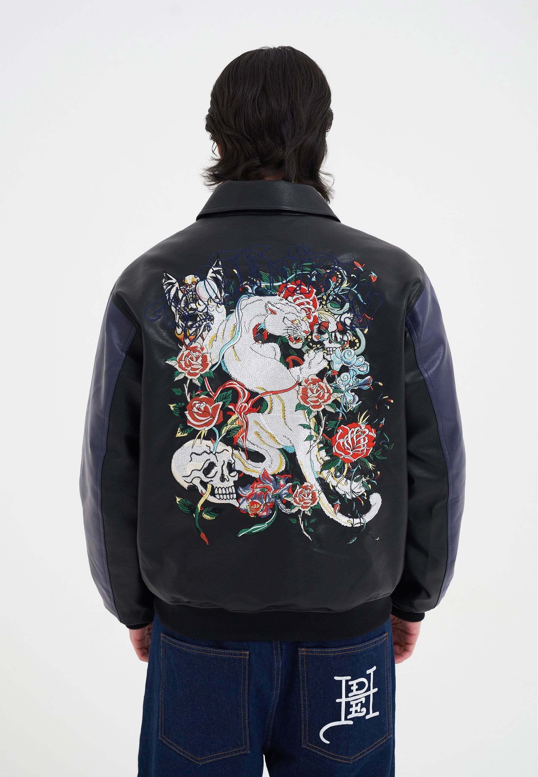 Ed Hardy DEAD OR ALIVE - Faux leather jacket - black blue/black