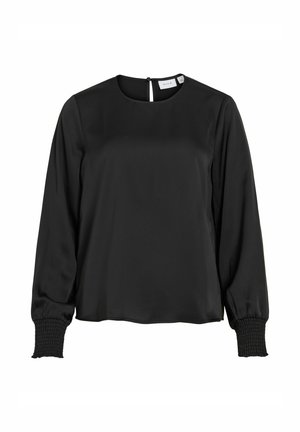 VILA, LONG SLEEVED TOP VIELLETTE ROUND NECK - T-shirt à manches longues - black