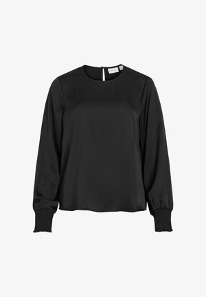 VILA, LONG SLEEVED TOP VIELLETTE ROUND NECK - Блуза - black