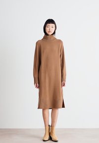 GANT DETAIL ROLLNECK DRESS - Pletené šaty - cacao