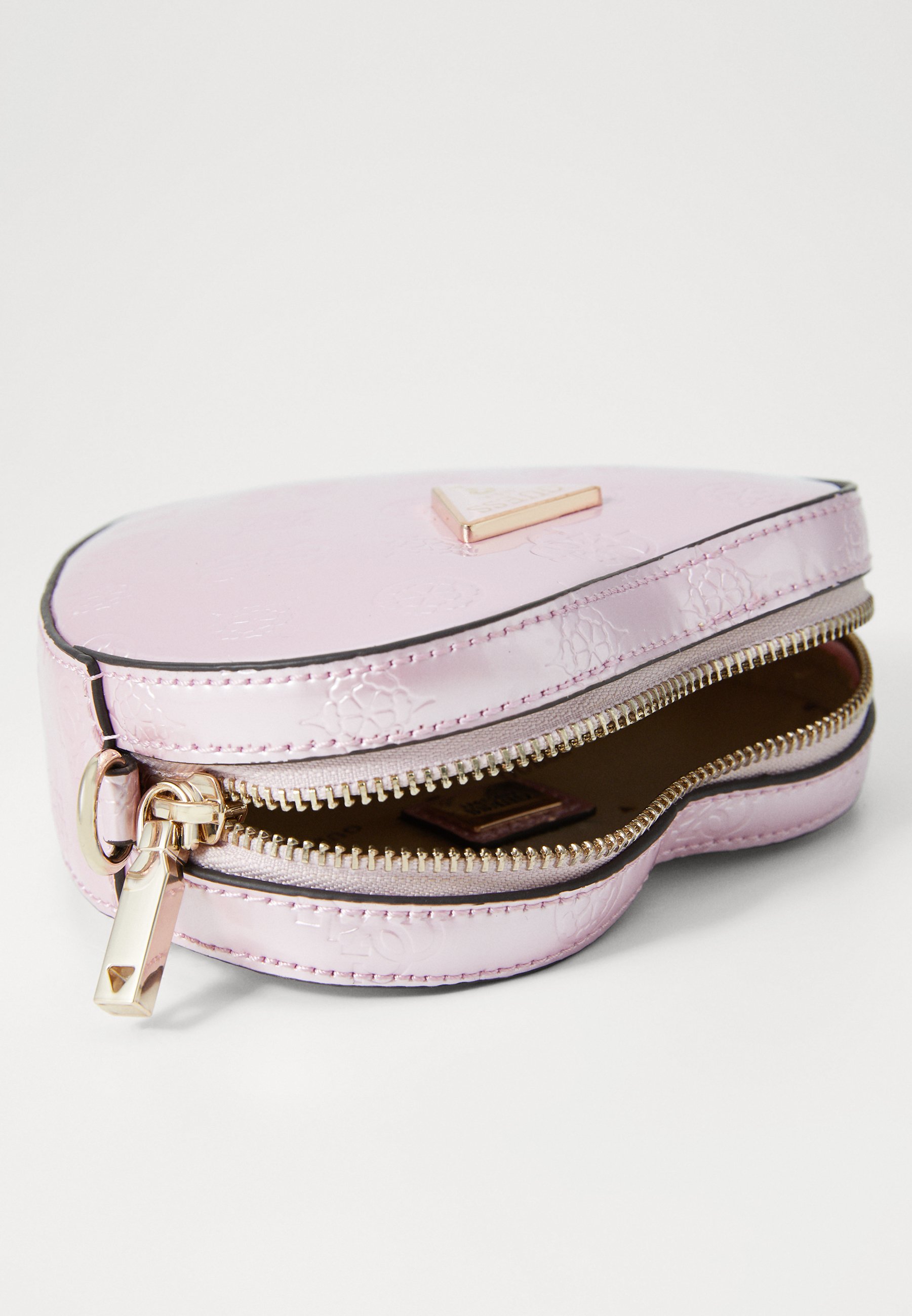 Guess ARNELA MINI HEART BAG - Geantă crossbody - orchid logo/bej
