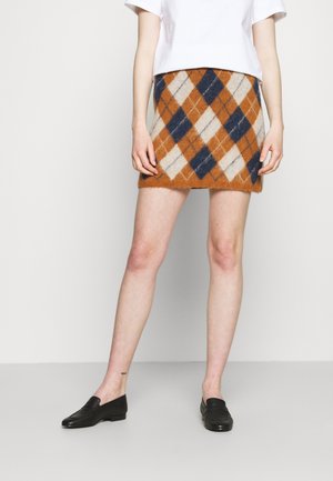ARGYLE SKIRT - Minisukně - tan/navy/off white