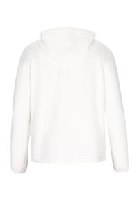 Hoodie i vit tyg, med långa ärmar och avslappnad passform. Bakdelen är slät med en enkel design och inga synliga logotyper.