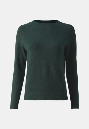 Maglione verde con maniche lunghe, scollatura rotonda e orlo a coste. Realizzato in un morbido tessuto testurizzato con una finitura liscia.