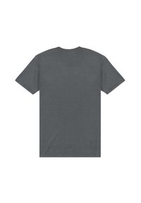 Grå kortærmet t-shirt med rund hals, blødt bomuldsstof og et ensfarvet baggrund uden synlige logoer eller mønstre.