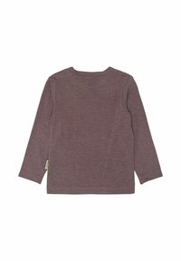 Koszula z długim rękawem w ciemnym mauve z bawełny, z okrągłym dekoltem, prostym designem i małą metką po boku z neutralnymi nićmi.