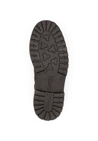 Semelle de botte en caoutchouc noir avec un motif de semelle rugueux et la marque surélevée "Marc O'Polo". Présente des rainures et des crêtes pour une meilleure traction. Taille 37.