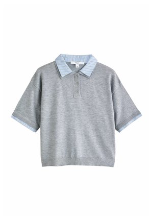 Next, REGULAR FIT - SHORT SLEEVE LAYERED POLO TOP - Polo shirt - grey stripe