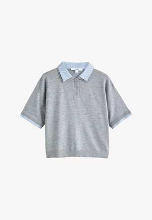 Next, REGULAR FIT - SHORT SLEEVE LAYERED POLO TOP - Polo shirt - grey stripe