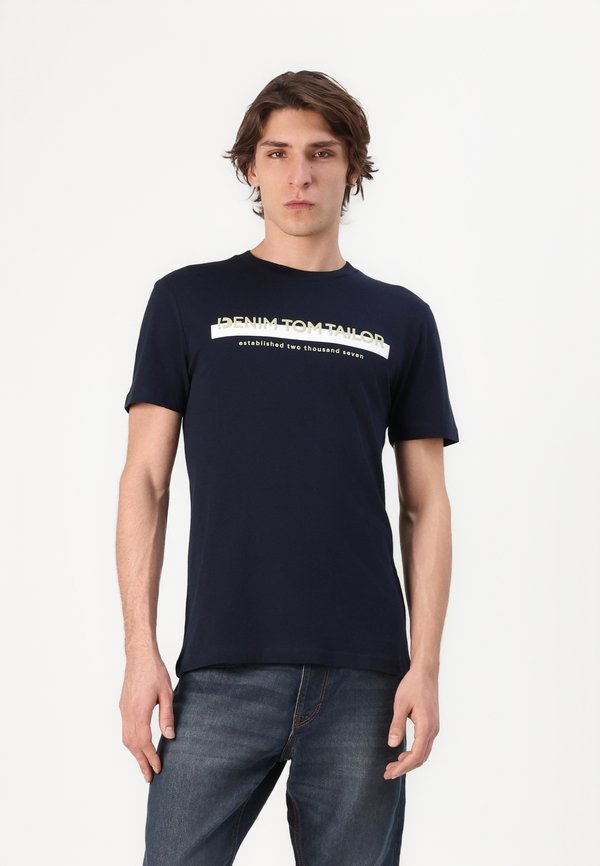 Print T-shirt - dunkel blau