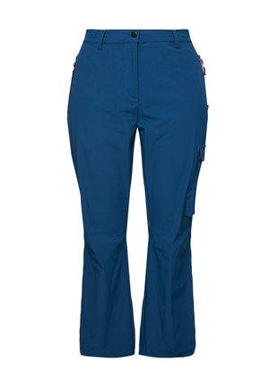 Pantalones de exterior azules con un corte recto, que cuentan con un bolsillo con cremallera en el lateral, fabricados con un tejido ligero y duradero.