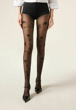 SHEER 30 DENIER ROSES - Strømpebukser - black