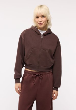 Terranova, FELPA TINTA UNITA - Felpa con zip - marrone scuro