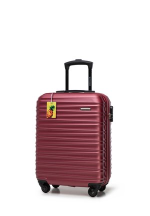 SMALL SUITCASE WITH LUGGAGE TAG FROM ABS - Wheeled suitcase - bordeaux