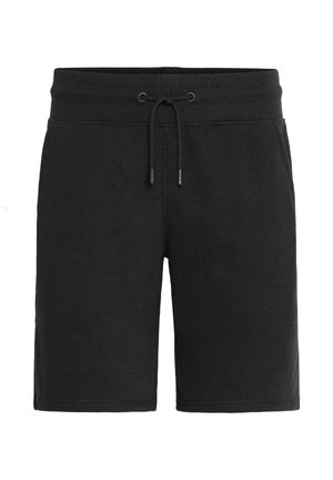 Sorte bomuldsshorts med elastisk talje, justerbar snor og en glat tekstur. Minimalistisk design, ingen lommer eller mønstre.